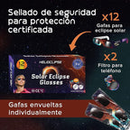 12 Pack Gafas Eclipse Solar Certificación ISO 12312-2