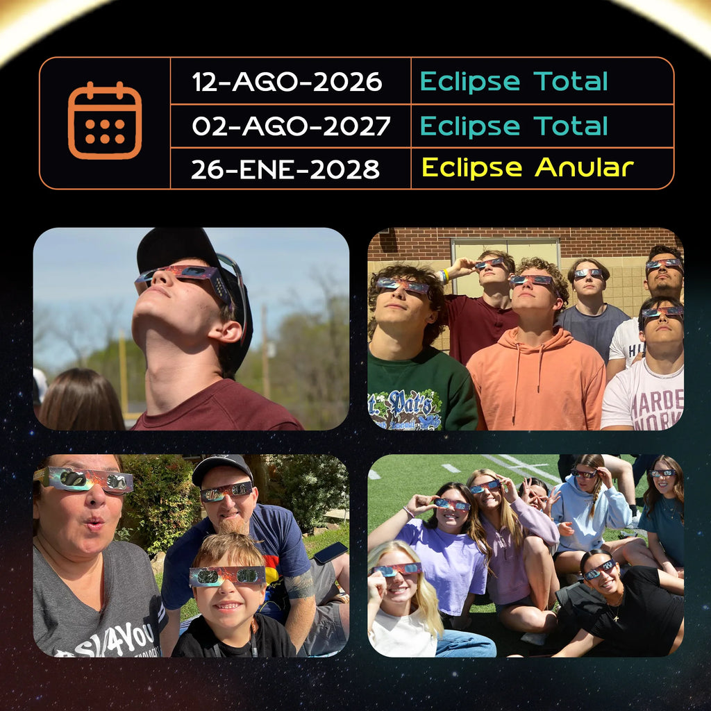 6 Pack Gafas Eclipse Solar Certificación ISO 12312-2
